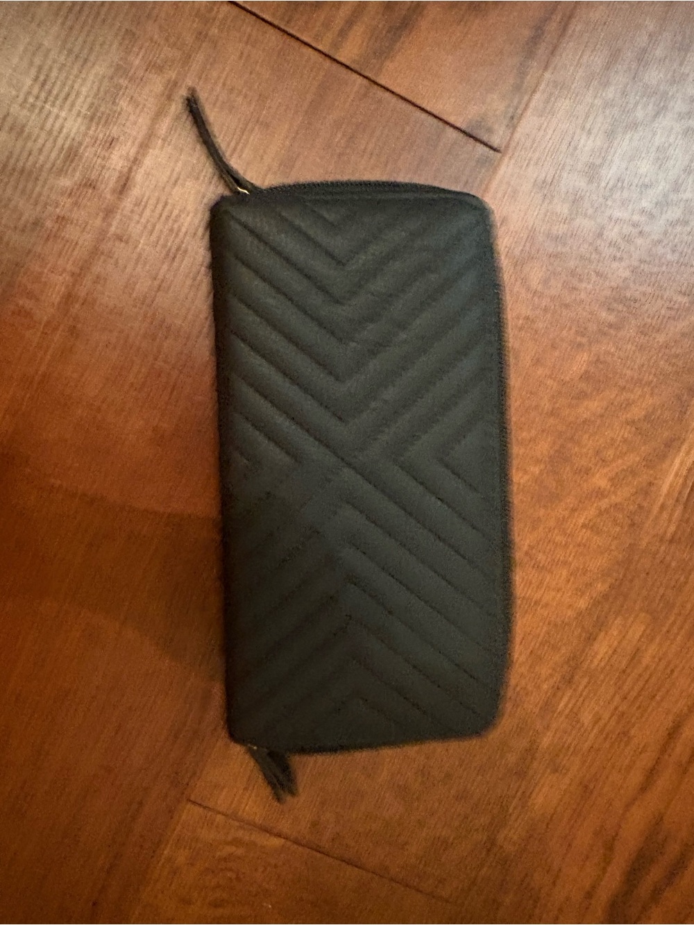 Quilted Zip Around Wallet in Black